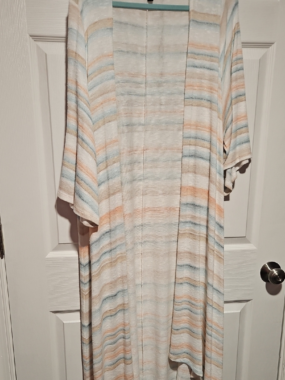 Torrid Cream Cardigan with Light Blue Stripe